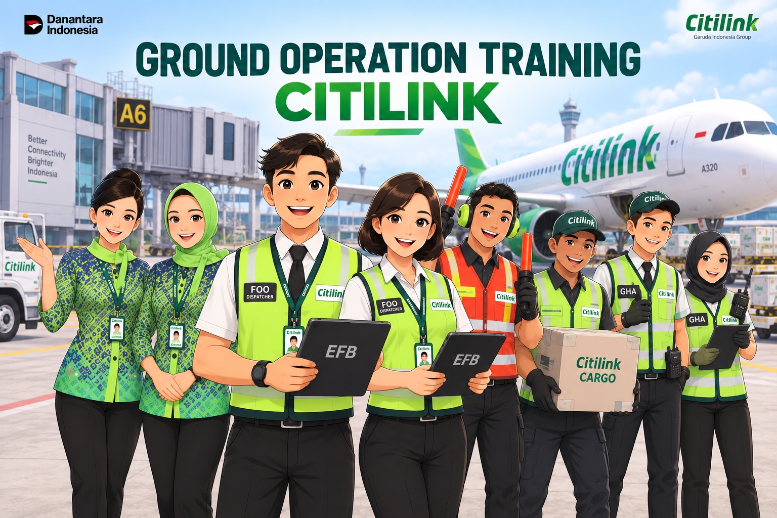Kru ground handling Citilink di apron bandara